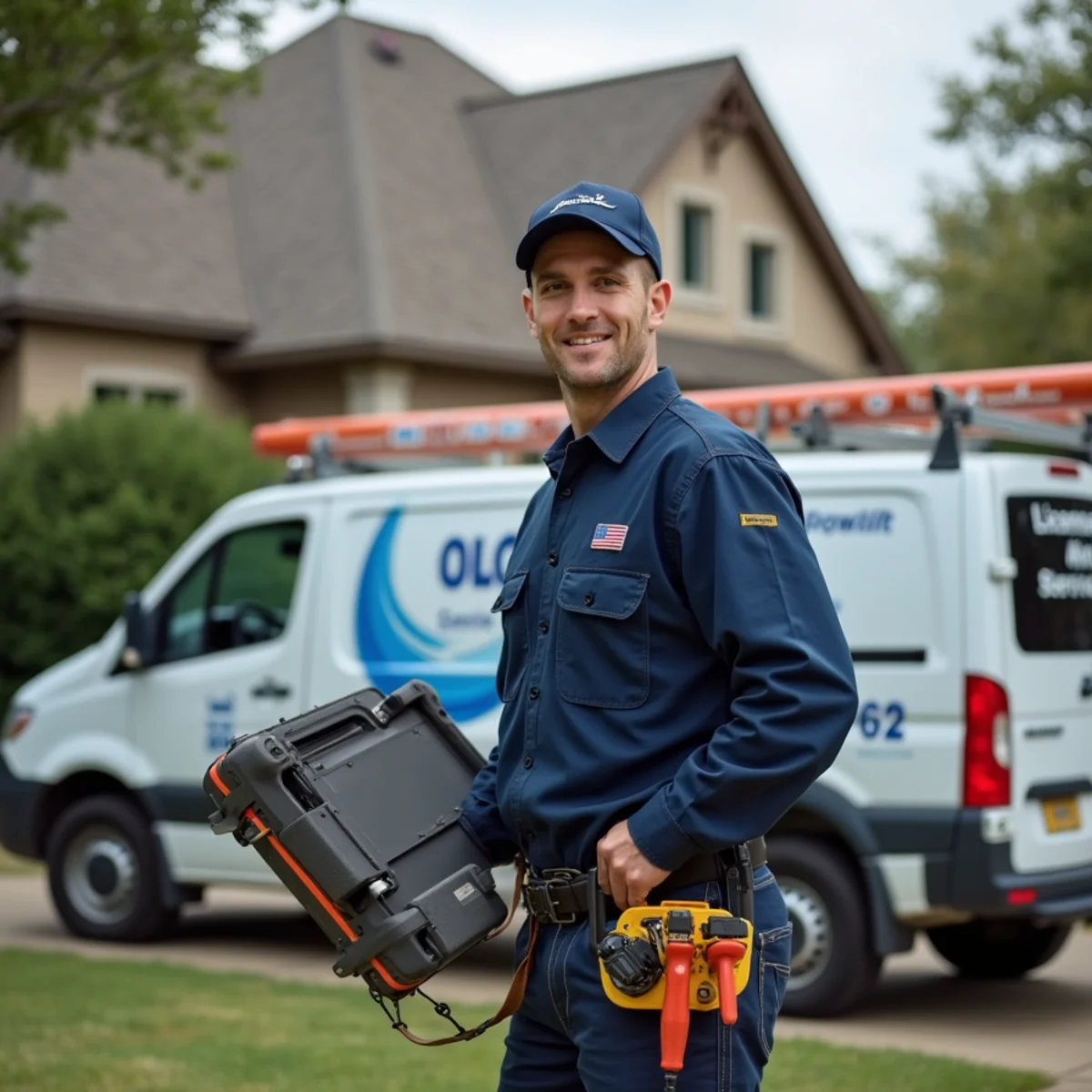 Plumbing service vehicle and master plumber serving Denton Texas