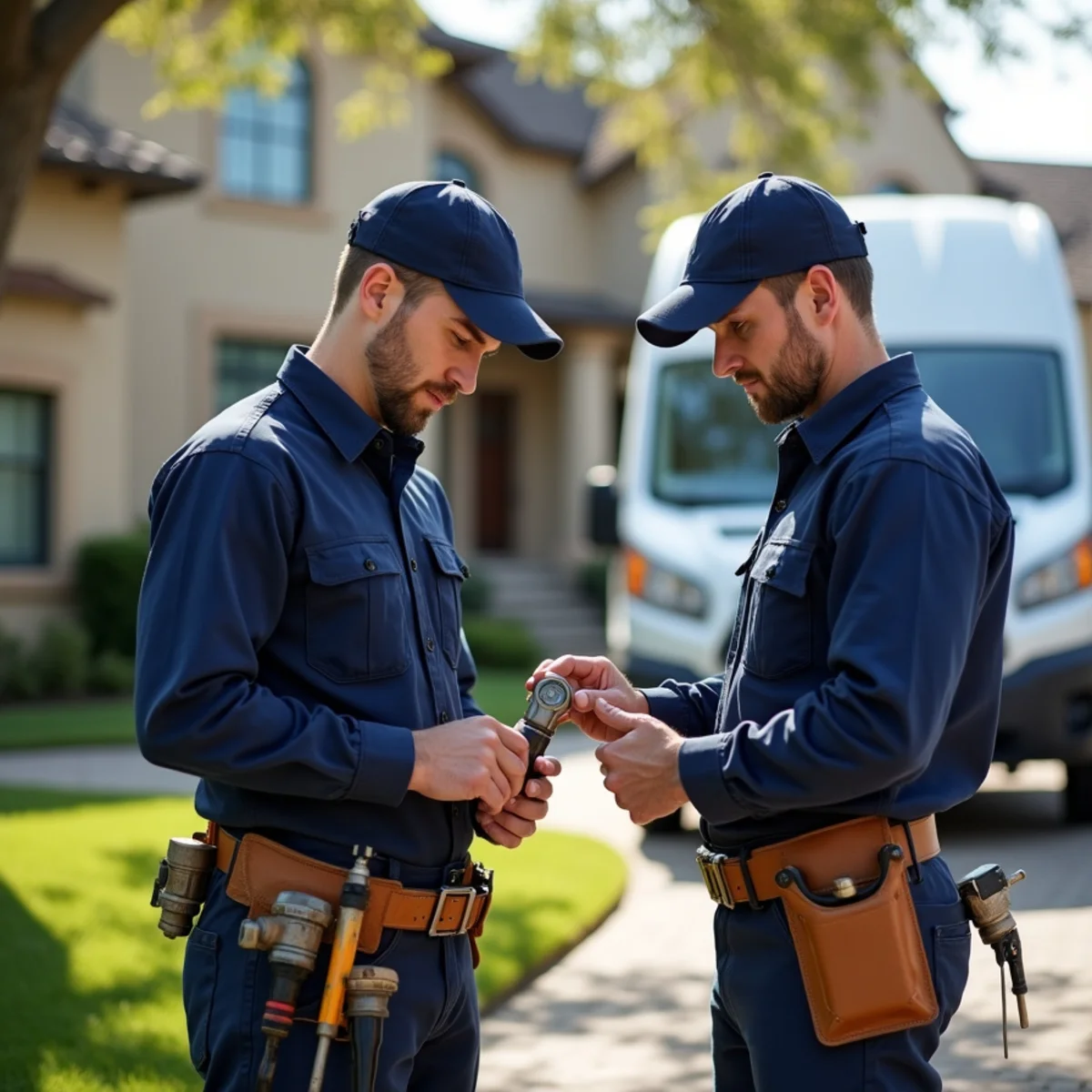 Plumbing service vehicle and master plumber serving Highland Village Texas