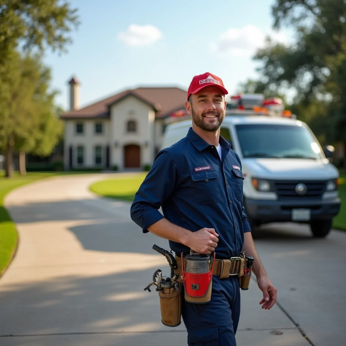 Plumbing service vehicle and master plumber serving Sunnyvale Texas