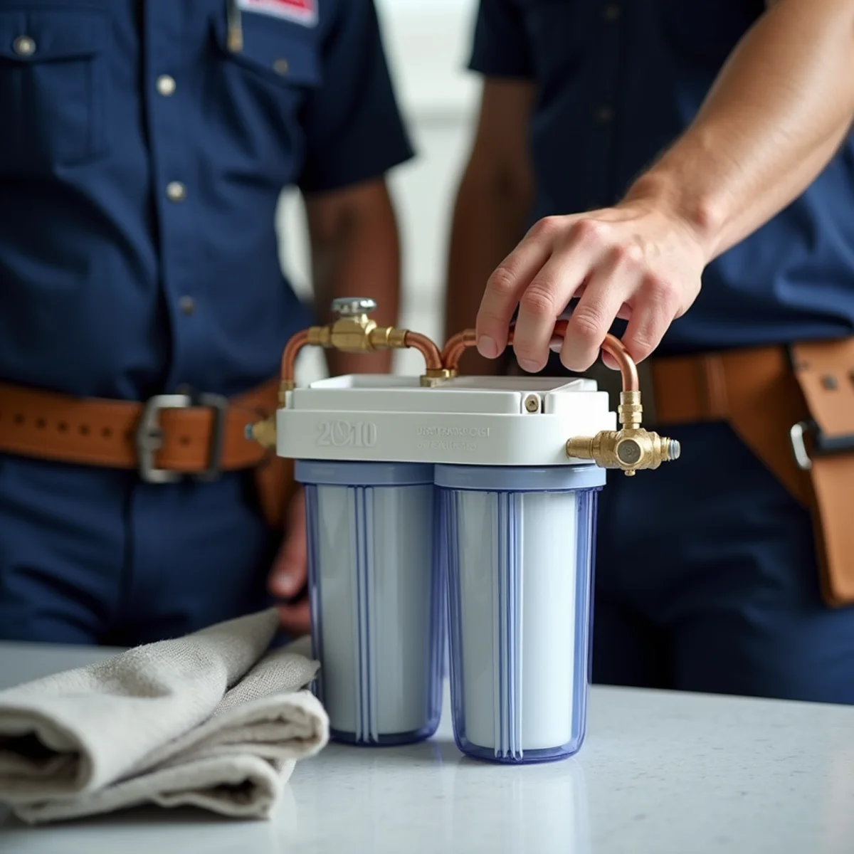 Master plumber executing professional Water Softener & Filtration in North Texas home